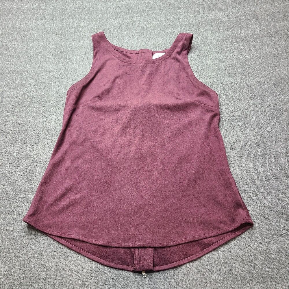 Feel The Piece Tank Top Womens XS Small Purple Sleeveless Zip Back Blouse Shirt